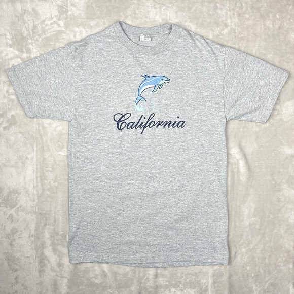 Vintage Alstyle Men's Medium 38" Cali Embroidered Dolphin T-Shirt 90s Skatercore - Picture 1 of 11